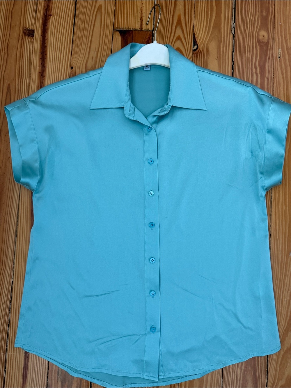 ANTONIO MELANI Aqua Short Sleeve Silk Blouse | XS
